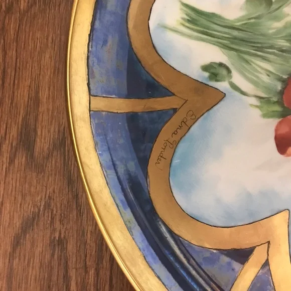 Vintage Hand Painted Artist Signed Porcelain Poppy Plate